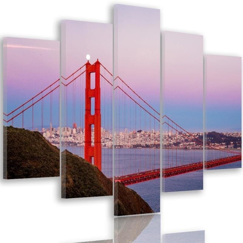 Stampa su tela 5 pezzi, Golden Gate Bridge