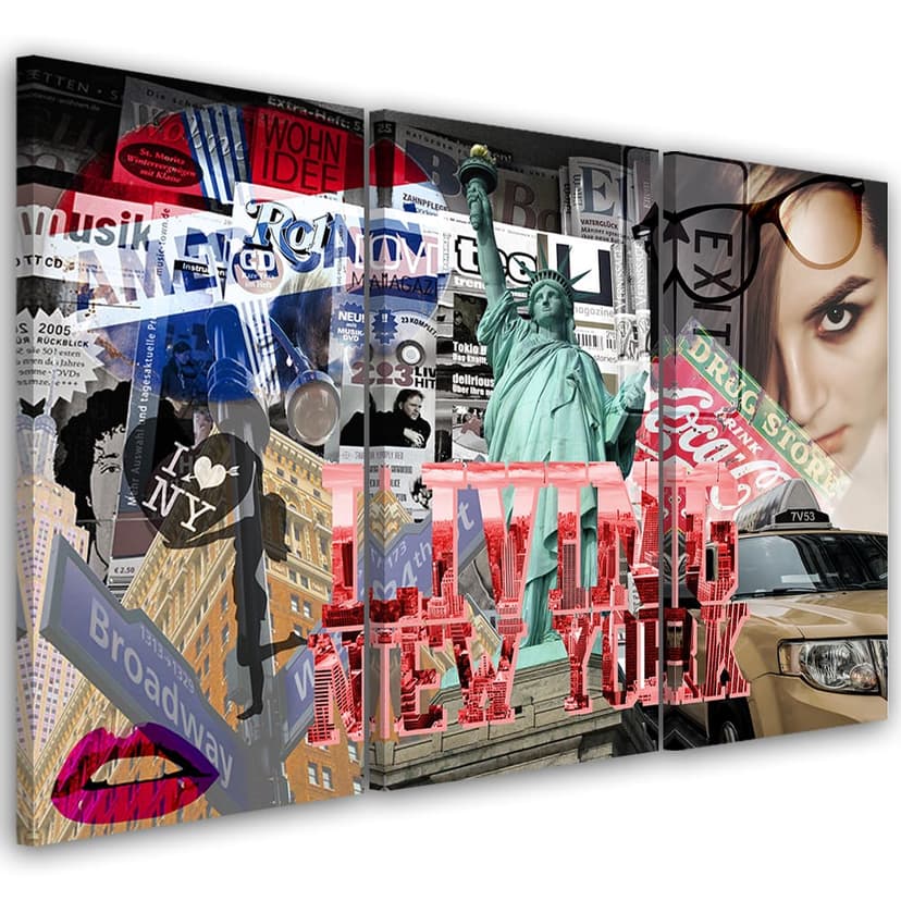 Stampa su tela in 3 parti, New York City Collage Pop Art