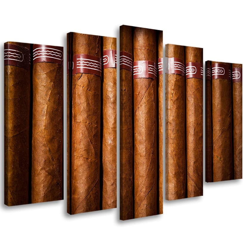 Stampa su tela 5 pezzi, sigaro cubano