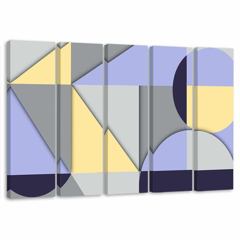 Stampa su tela 5 pezzi, Forme di astrazione geometrica