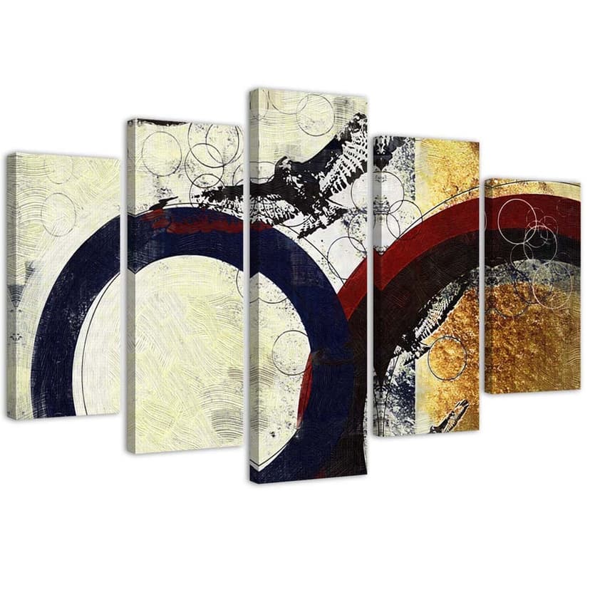 Stampa su tela 5 pezzi Cerchio colorato astratto