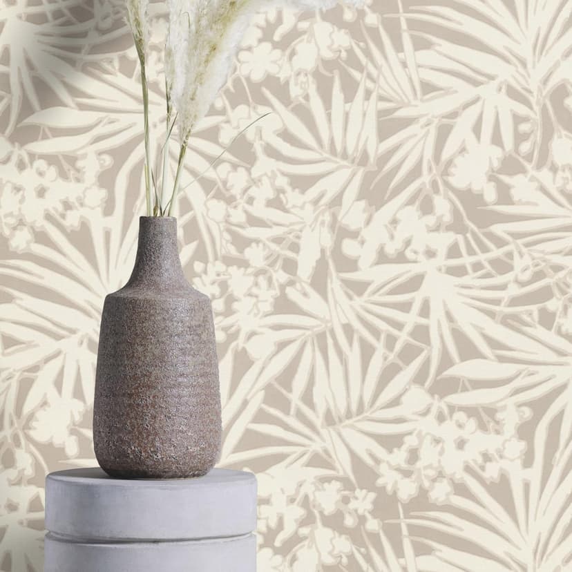 Carta da parati floreale, Paraiso beige in tessuto non tessuto
