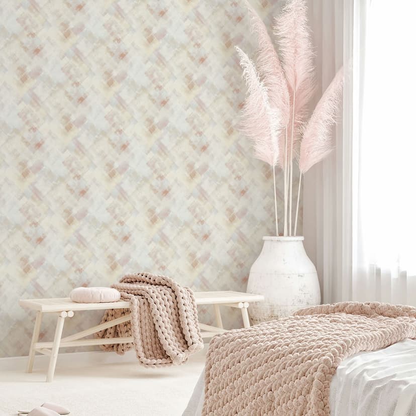 Carta da parati da parati in tessuto non tessuto a strisce geometriche opache in grigio beige