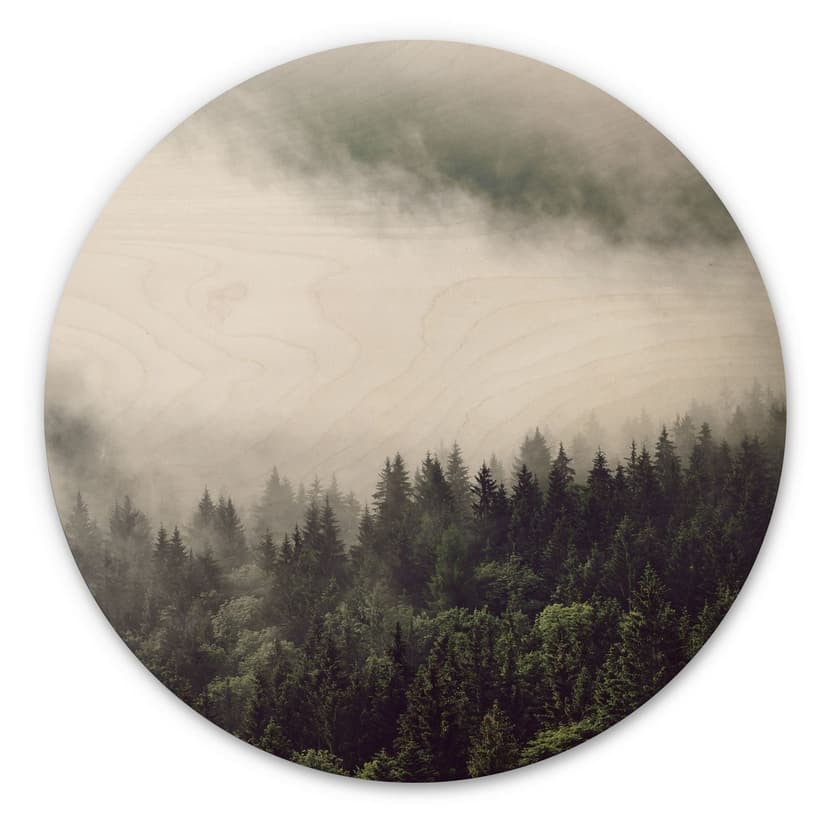 Stampa su legno - Nebbia nella foresta