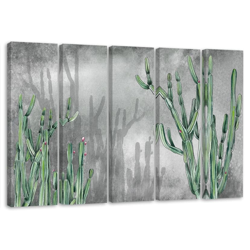 Stampa su tela 5 pezzi, grande cactus del deserto