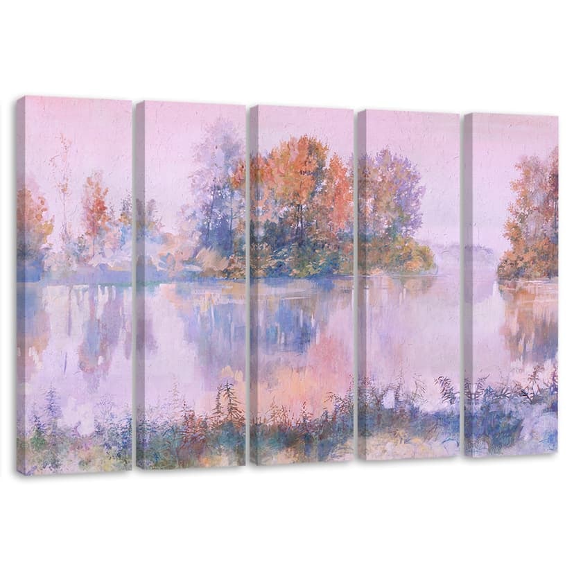 Stampa su tela 5 pezzi, vista lago