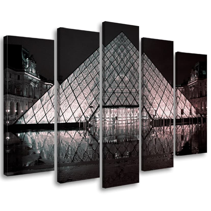 Stampa su tela 5 pezzi, Louvre Parigi Francia