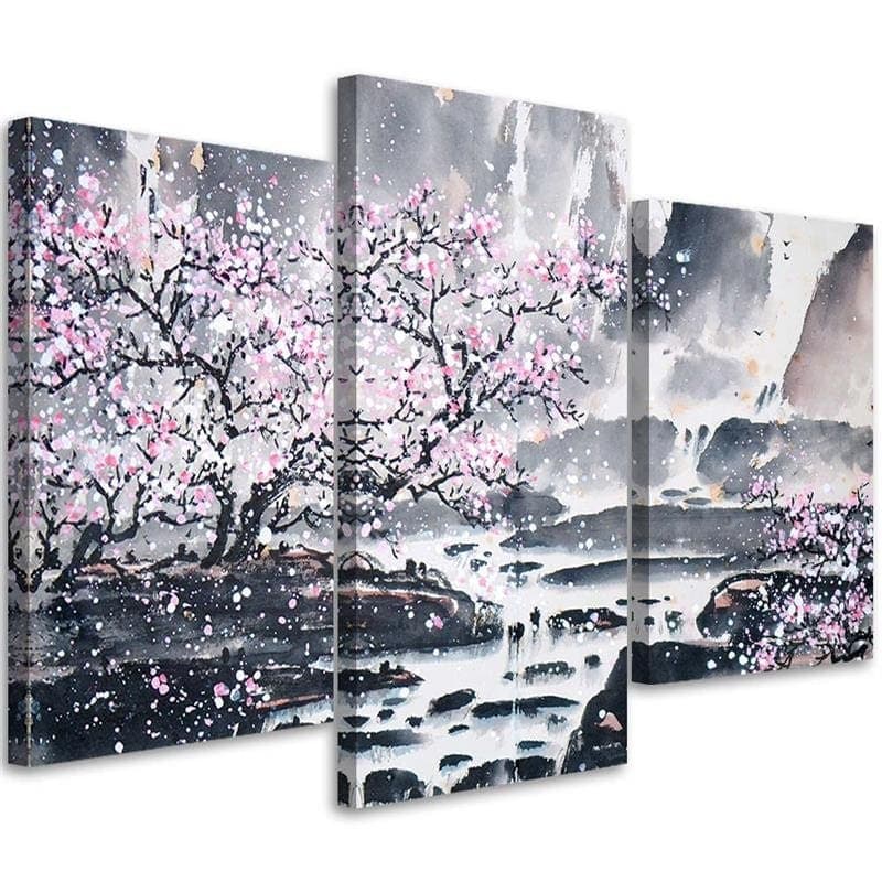 Stampa su tela 3 pezzi, Giappone Cherry Blossom Pink Nature