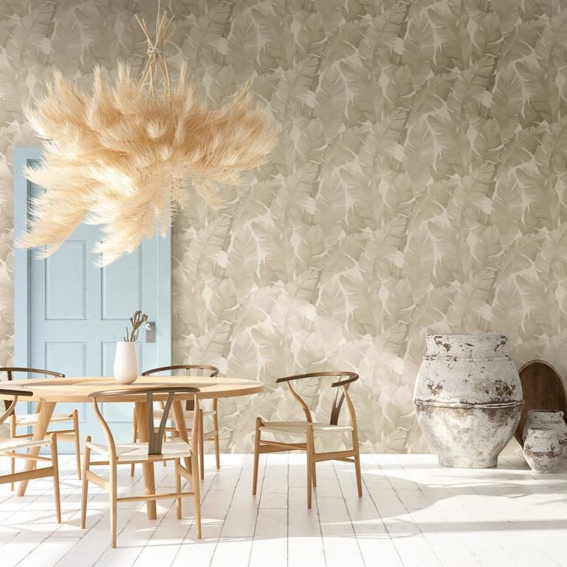 Carta da parati floreale, tessuto non tessuto beige