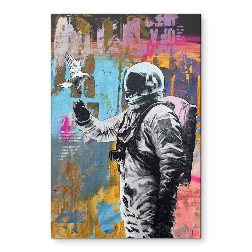Murale Astronauta con colomba - Kuryliuk - Alu-Dibond
