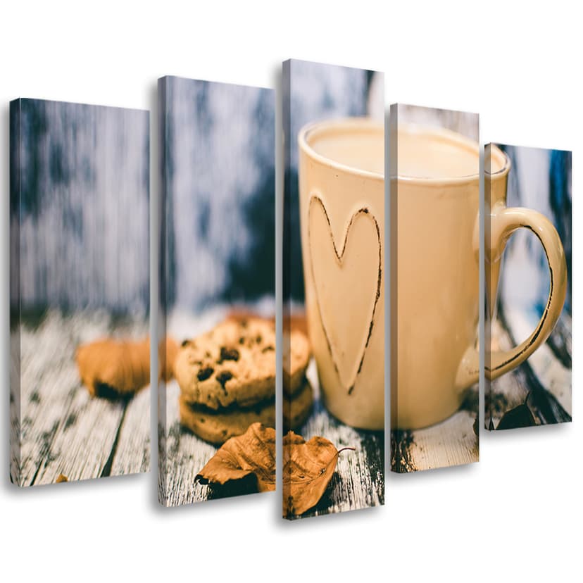 Stampa su tela 5 pezzi, tazza di caffè vintage