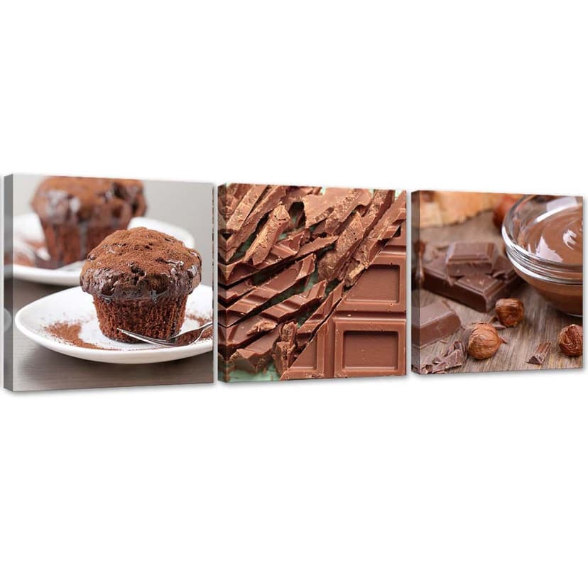 Stampa su tela 3 pezzi, torta al cioccolato
