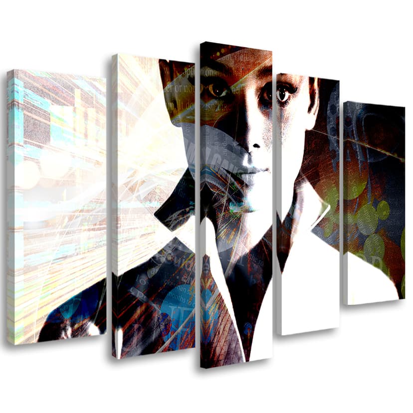 Stampa su tela 5 parti, Audrey Hepburn