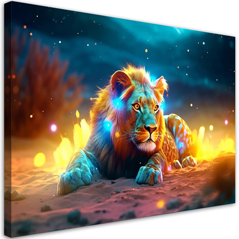 Quadro su tela Natura astratta del leone al neon