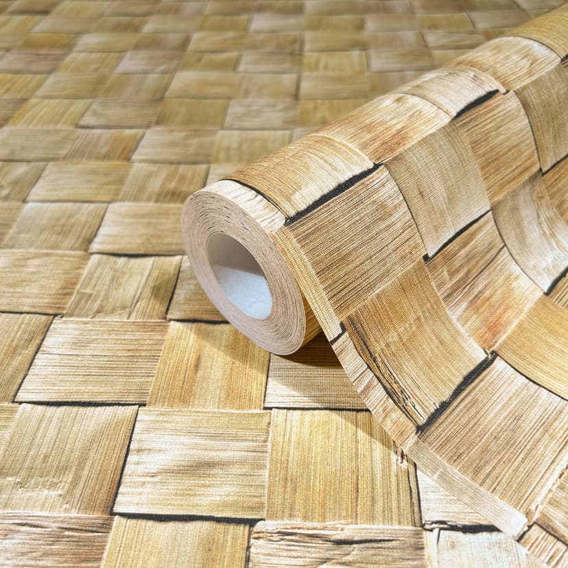 Carta da parati in tessuto non tessuto in 3D effetto legno beige effetto 3D