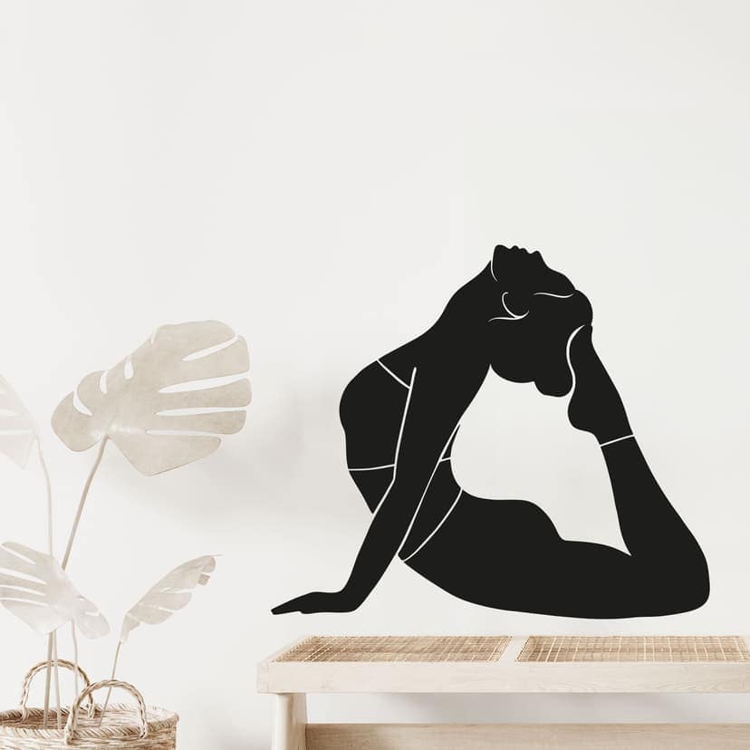 Adesivo murale yoga re cobra silhouette monocromatica
