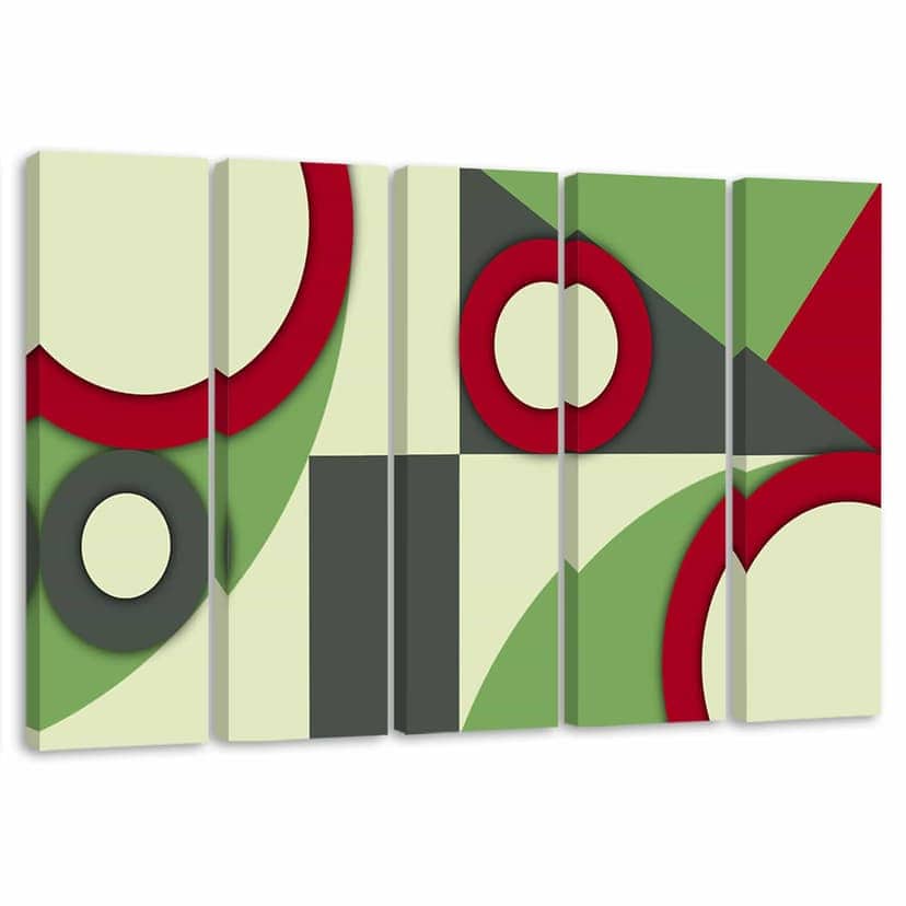 Stampa su tela 5 pezzi, Forme di astrazione geometrica