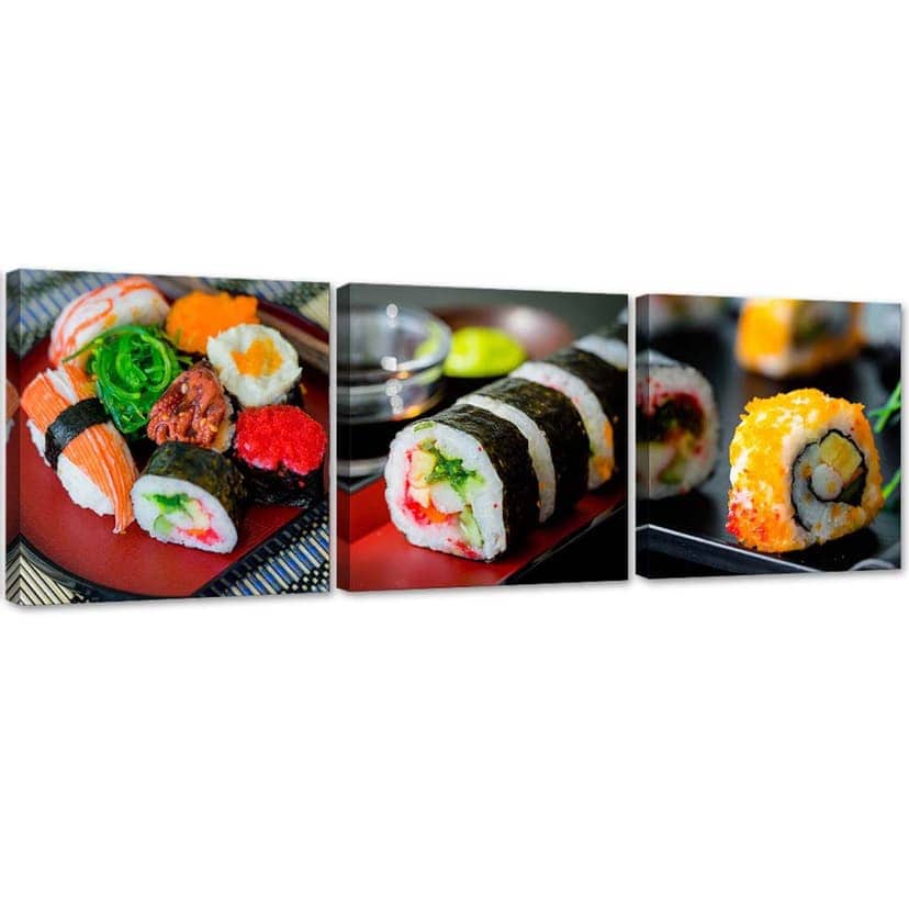 Stampa su tela 3 pezzi, Sushi Food