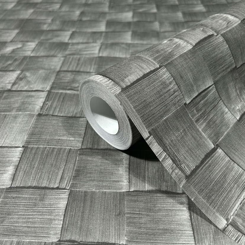 Carta da parati in tessuto non tessuto in 3D look legno antracite 3D look