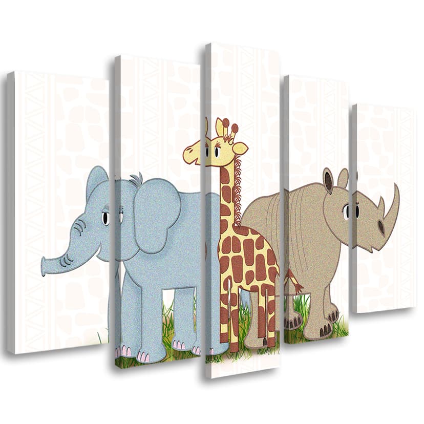 Stampa su tela 5 parti, animali