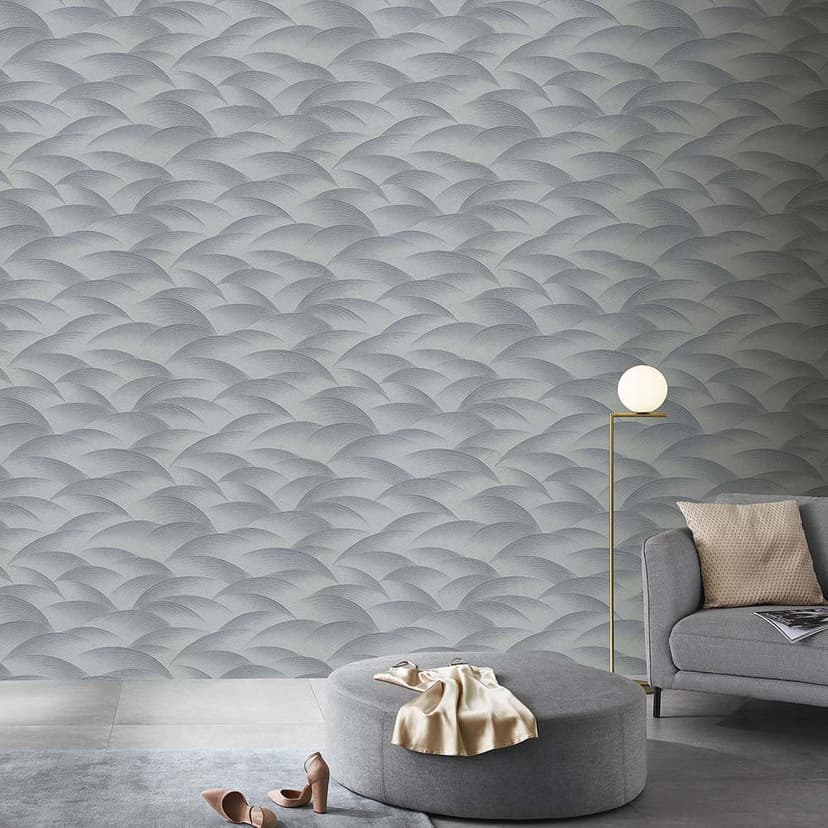 Carta da parati ondulata, carta da parati fantasia Fashion for Walls 4 di Guido Maria Kretschmer argento