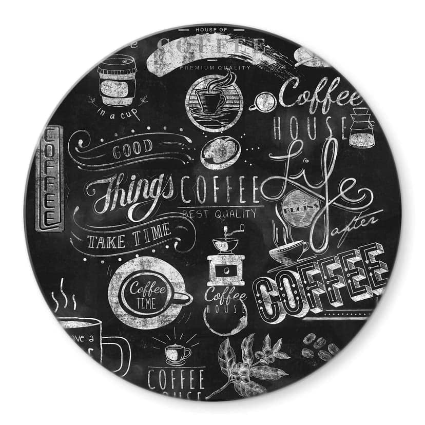 Stampa su vetro - World of Coffee - tondo