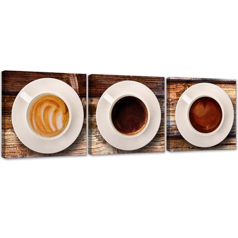 Stampa su tela in 3 parti, tazzine da caffè