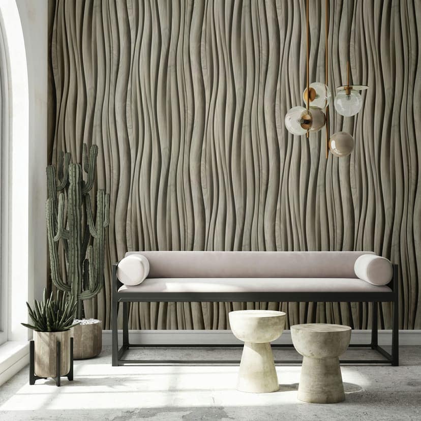 Carta da parati in tessuto non tessuto in beige, marrone effetto intonaco illusione 3D look moderno
