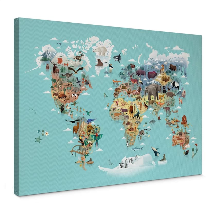 Stampa su tela Braun - Mappamondo