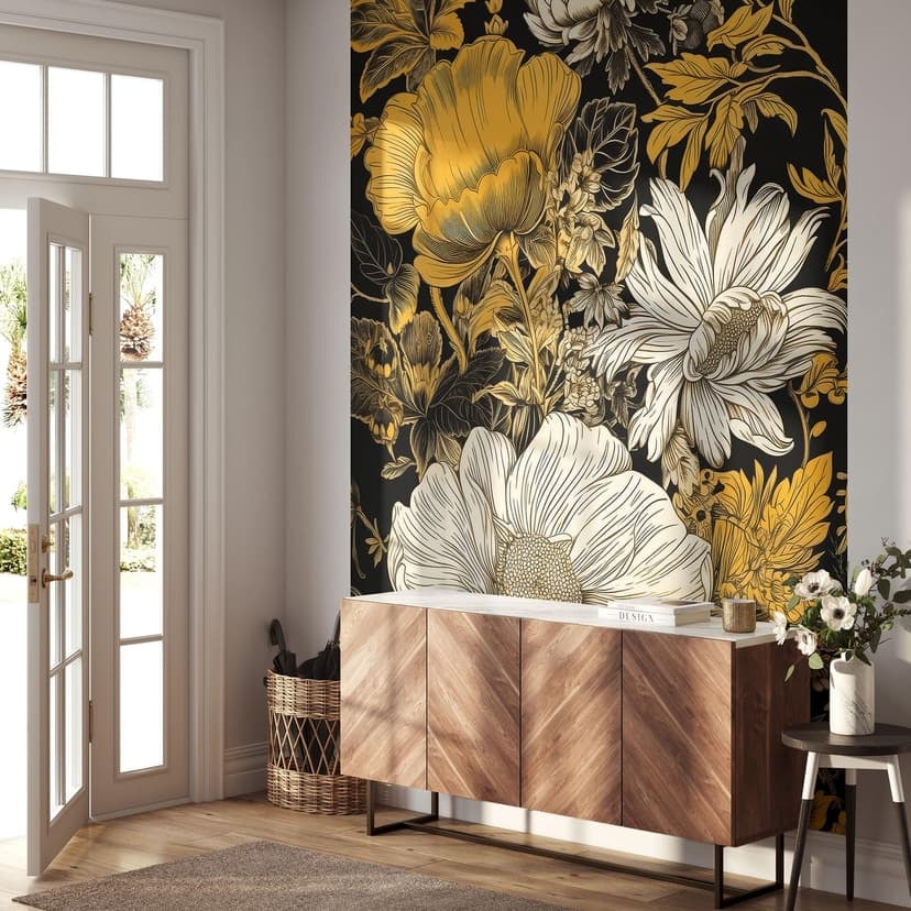 Fotomurale Splendore di fiori in ocra - Jaszke