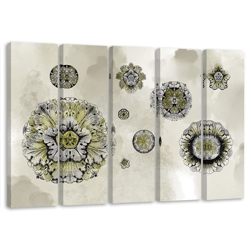 Stampa su tela 5 pezzi, forme geometriche floreali