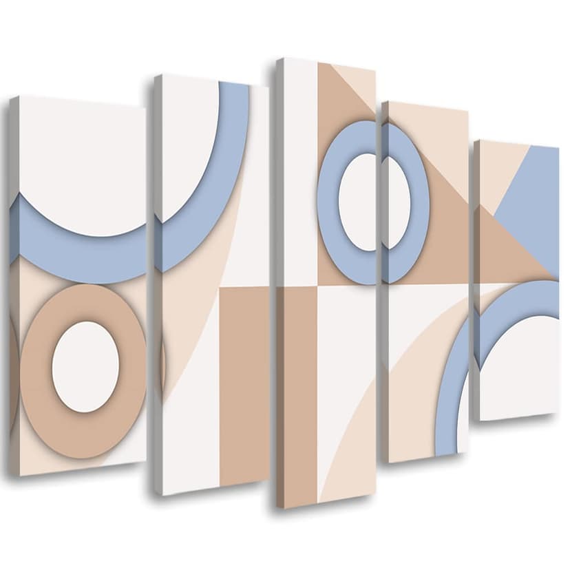 Stampa su tela 5 pezzi, Forme di astrazione geometrica
