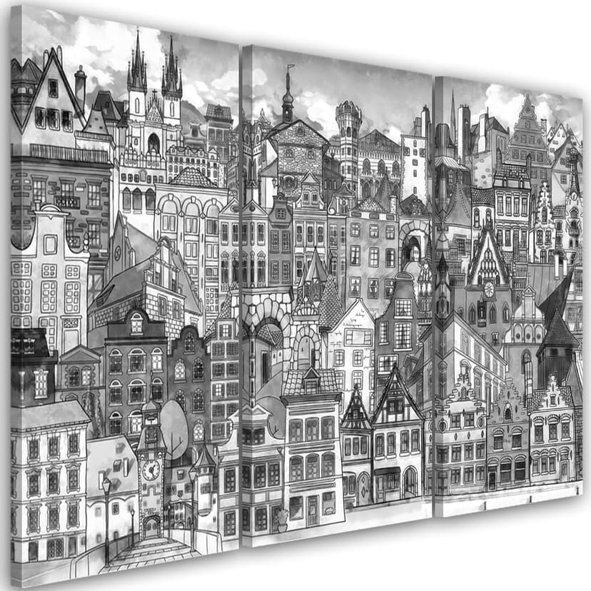 Stampa su tela 3 pezzi, Città felice
