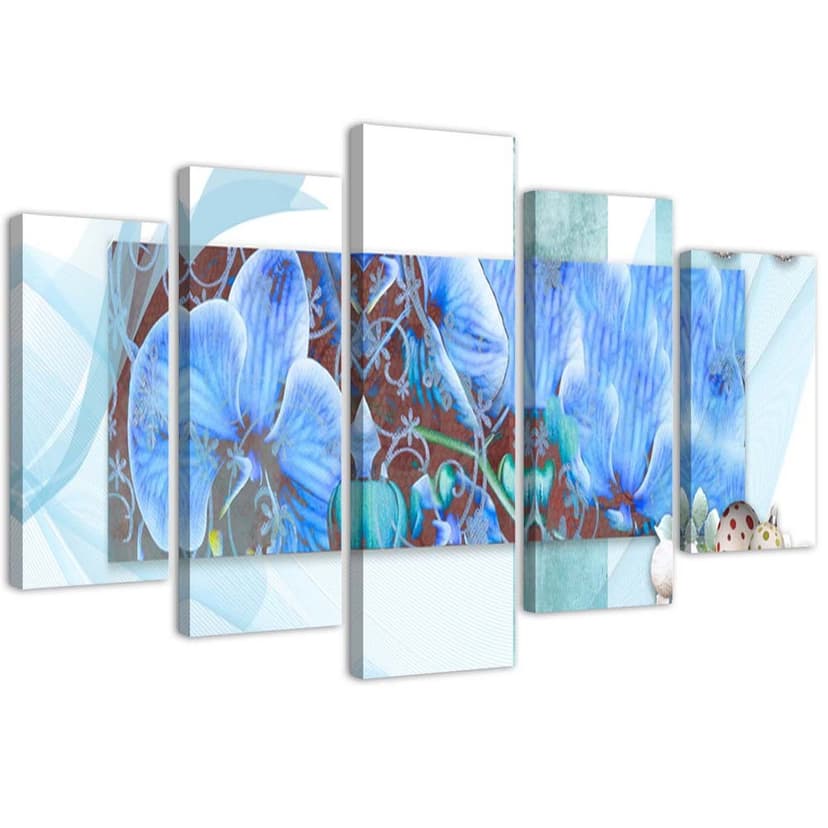 Stampa su tela 5 pezzi, blu orchidea