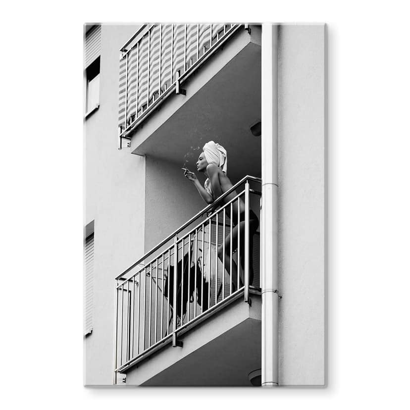 Glasbild Kijurko - Auf dem Balkon