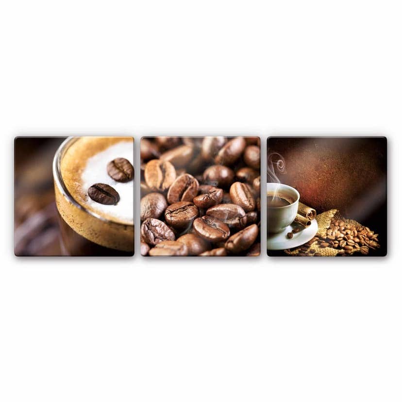 Stampa su vetro - Caffè - composizione in tre parti