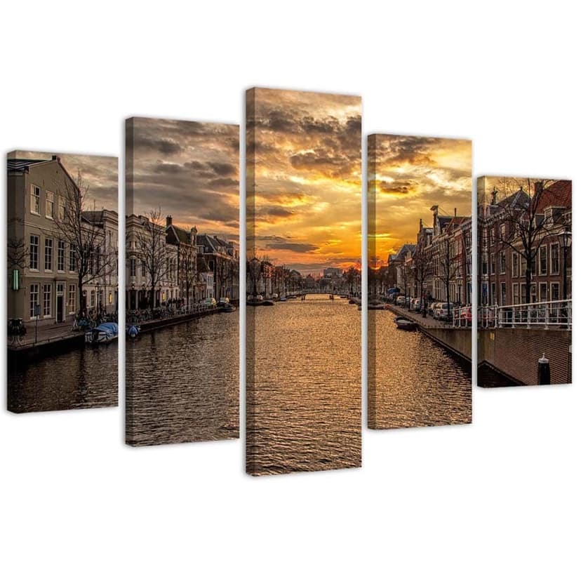 Stampa su tela 5 pezzi City River Sunset