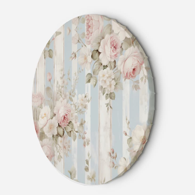 Quadro su tela rotonda Fiori shabby chic
