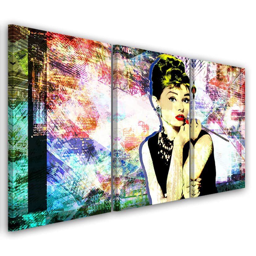 Stampa su tela 3 pezzi, colore Audrey Hepburn