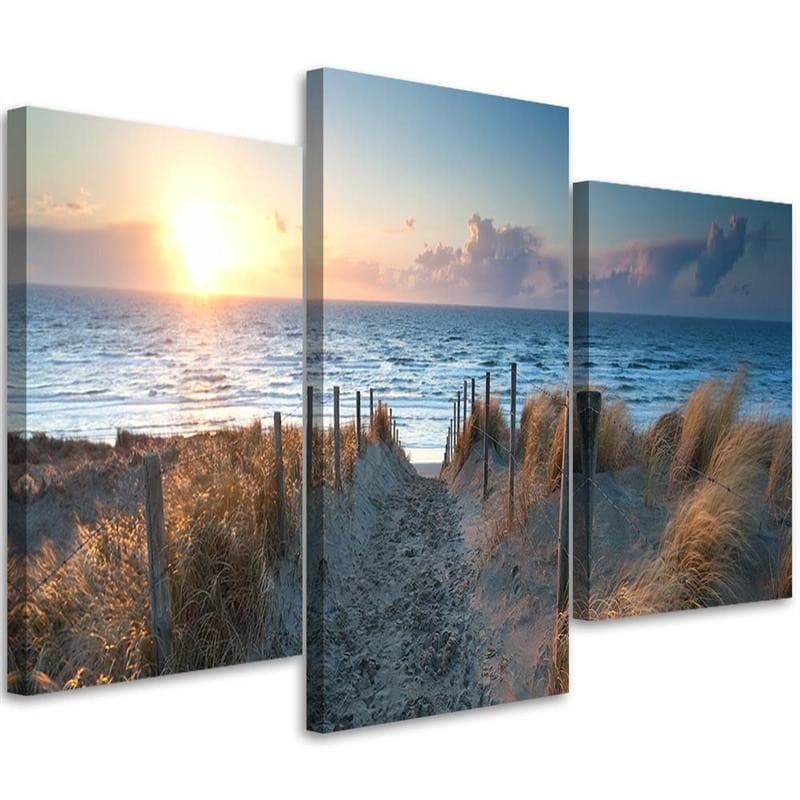 Stampa su tela 3 pezzi, mare al tramonto