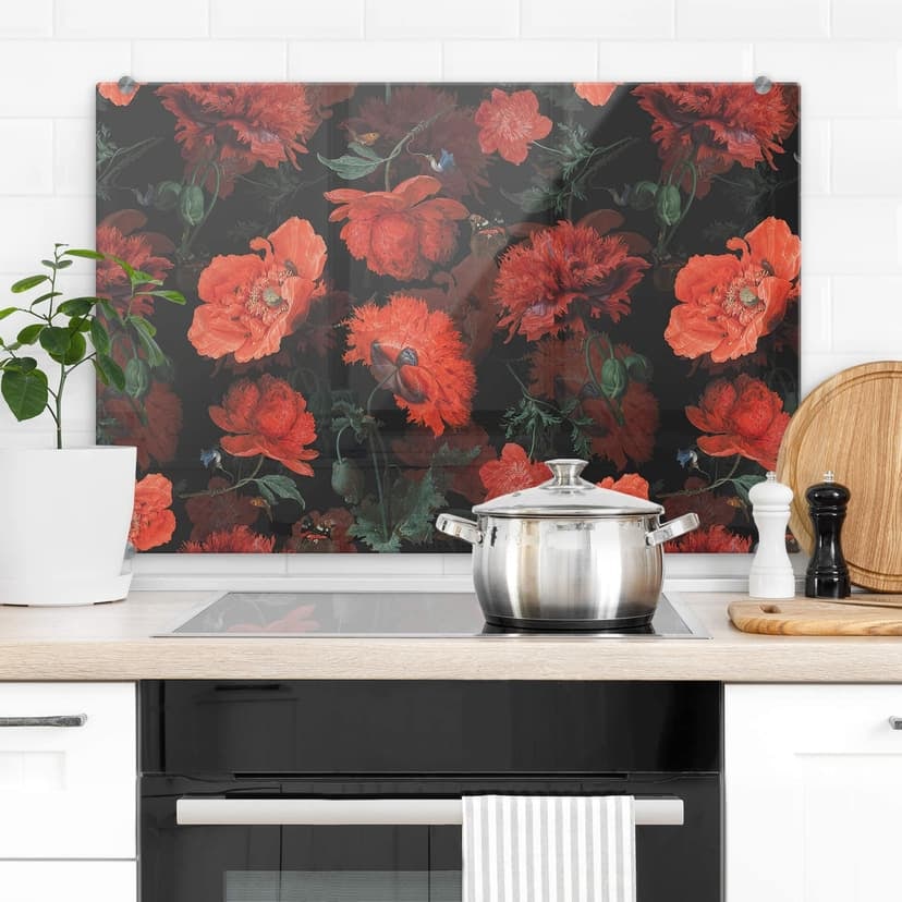 Spritzschutz UN Designs - Rote Blüten