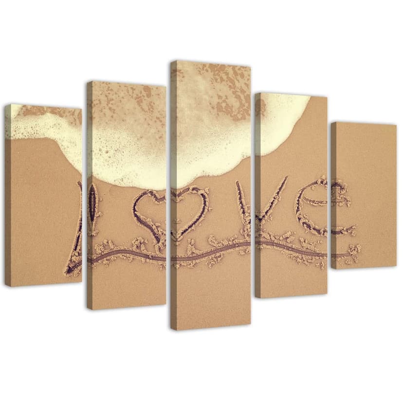 Stampa su tela 5 pezzi Love Sand Lettering