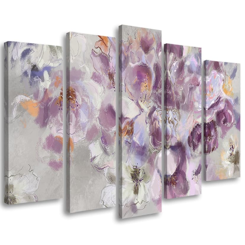 Stampa su tela 5 pezzi, fiore di iris