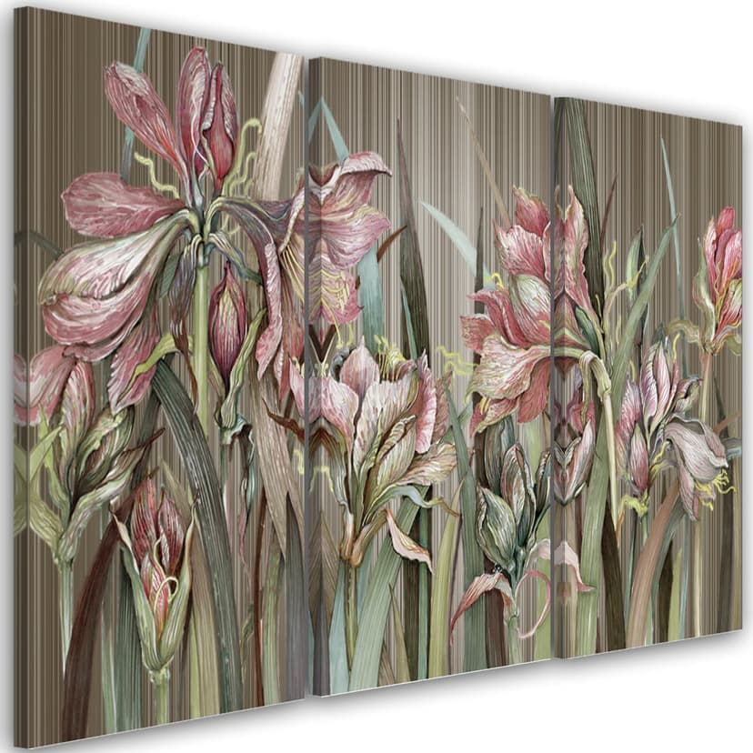 Stampa su tela 3 pezzi, fiori di iris