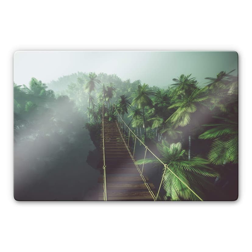 Glasbild - Hängebrücke im Dschungel