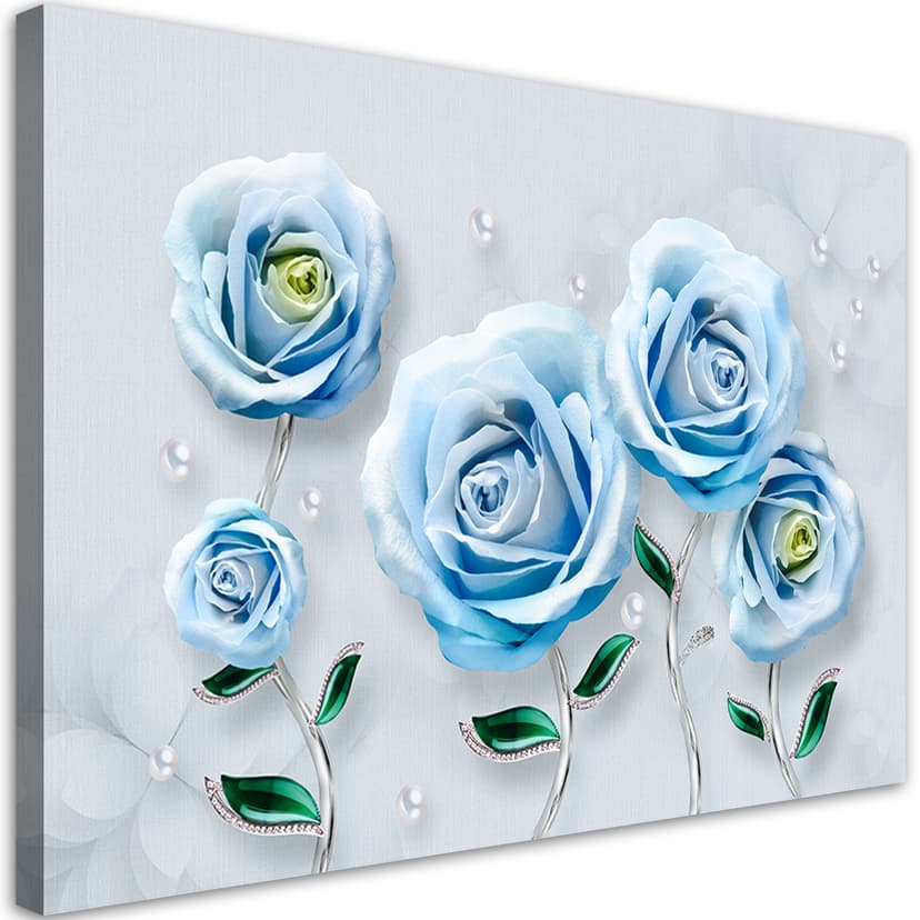 Stampe su tela, Fiori di rosa blu 3D
