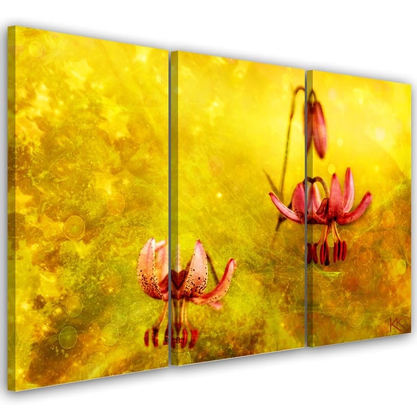 Stampa su tela 3 pezzi, fiori di tulipano opachi