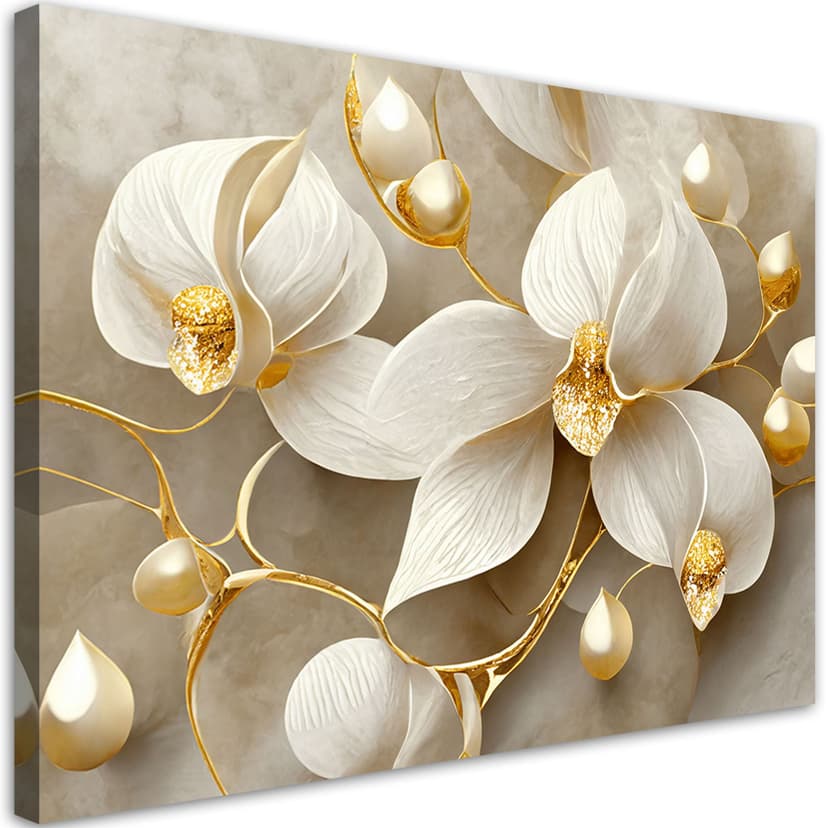 Stampa su tela, orchidea oro glamour