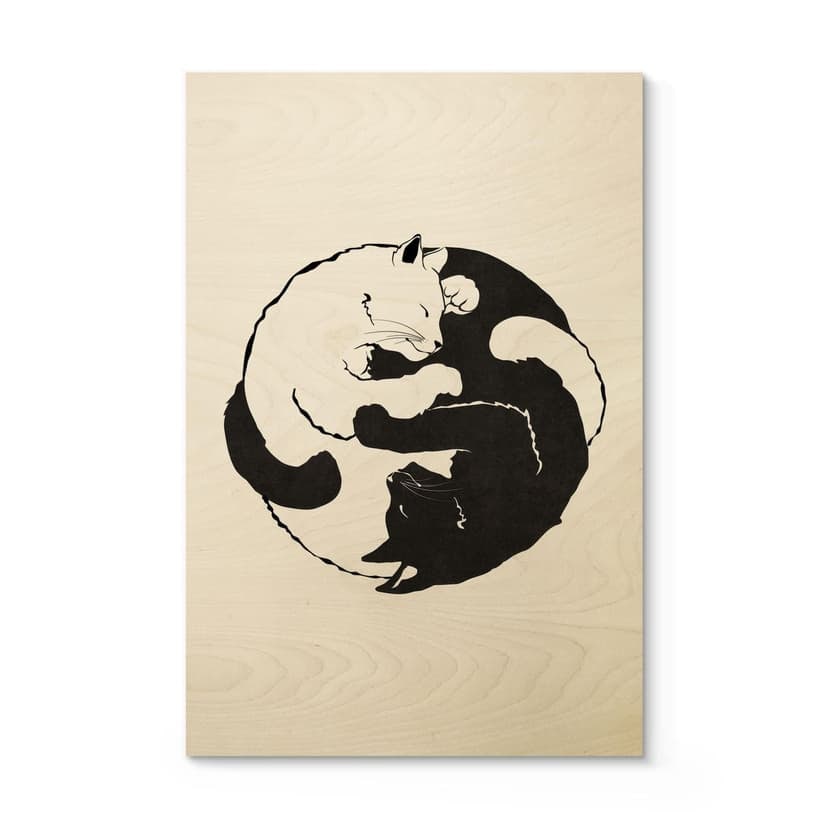 Gatti immagine in legno Ying & Yang - Tunaboylu