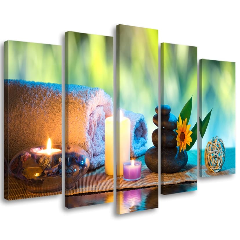 Stampa su tela 5 pezzi, Benessere Zen Spa